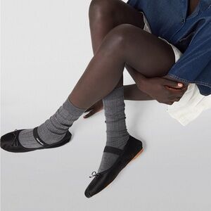 Miu Miu Bow-Detailed Slip-On Satin Ballerina Flat Shoes EUR 40 US 9.5 Black